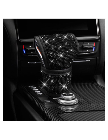 Cubierta de pomo de cambio HQRNYP Bling Negro 13x9 cm