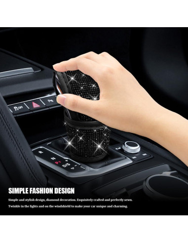 Cubierta de pomo de cambio HQRNYP Bling Negro 13x9 cm