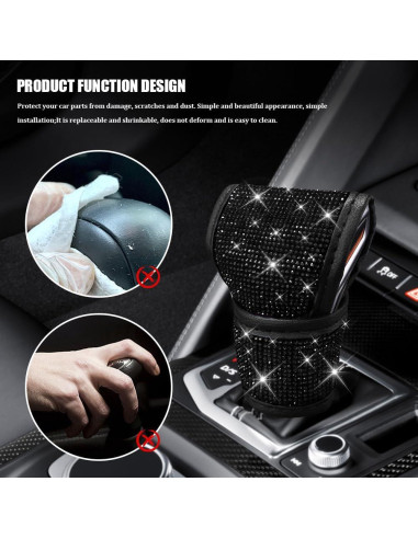 Cubierta de pomo de cambio HQRNYP Bling Negro 13x9 cm