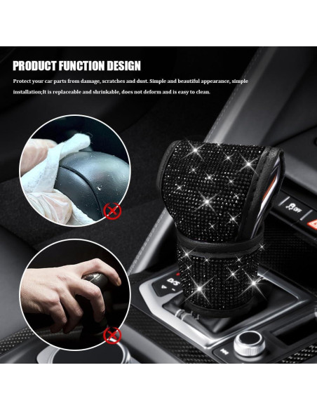 Cubierta de pomo de cambio HQRNYP Bling Negro 13x9 cm