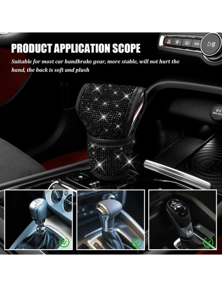 Cubierta de pomo de cambio HQRNYP Bling Negro 13x9 cm