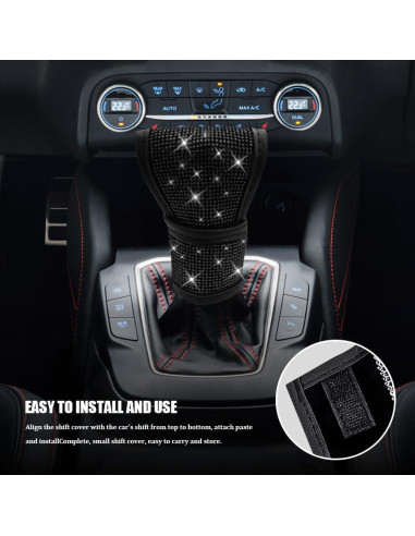 Cubierta de pomo de cambio HQRNYP Bling Negro 13x9 cm