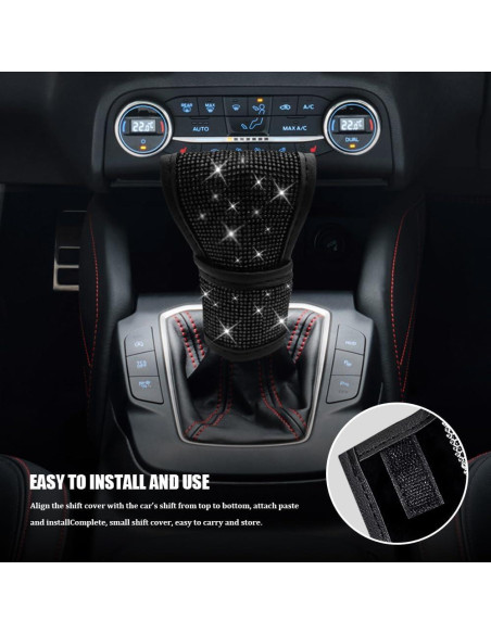 Cubierta de pomo de cambio HQRNYP Bling Negro 13x9 cm