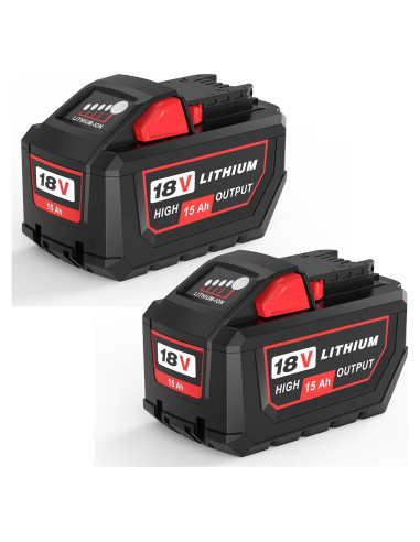 2 Baterías de Litio 15.0Ah Milwaukee 18V Compatible Rojo