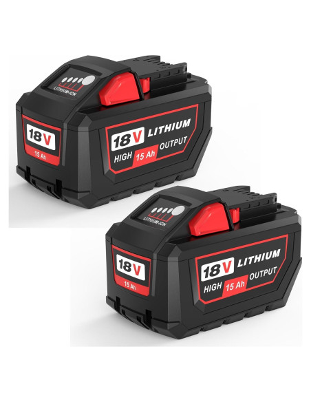 2 Baterías de Litio 15.0Ah Milwaukee 18V Compatible Rojo