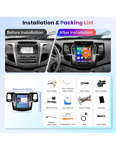 Estéreo Android 13 Rimoody 2GB 64GB para Toyota Fortuner 2005-2014