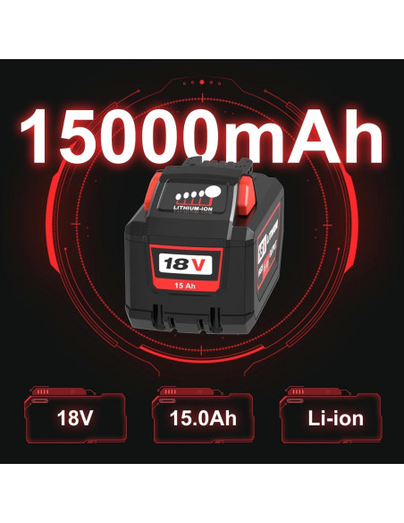 2 Baterías de Litio 15.0Ah Milwaukee 18V Compatible Rojo