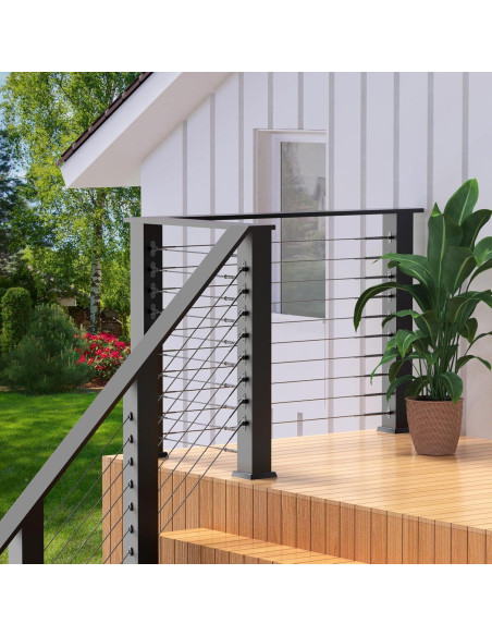 BLIKA Kit Barandilla Cable Negro 30 Pares Acero Inoxidable