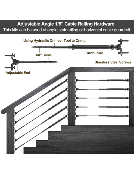 BLIKA Kit Barandilla Cable Negro 30 Pares Acero Inoxidable