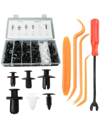 Kit de 100 Clips de Retención GoaMotors con 5 Herramientas