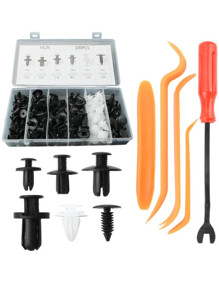 Kit de 100 Clips de Retención GoaMotors con 5 Herramientas