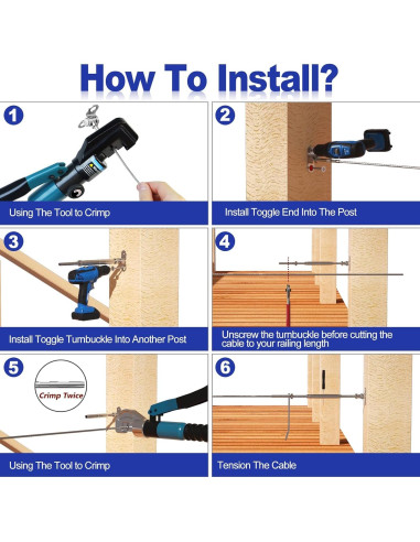 BLIKA Kit Barandilla Cable Negro 30 Pares Acero Inoxidable