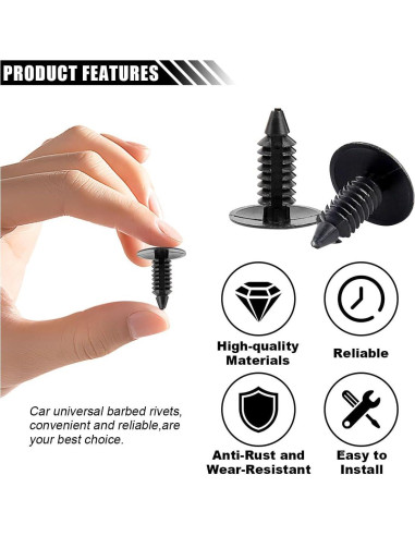 200 Clips de Remache de Plástico KITUREK para Automóviles