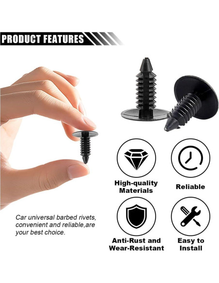 200 Clips de Remache de Plástico KITUREK para Automóviles