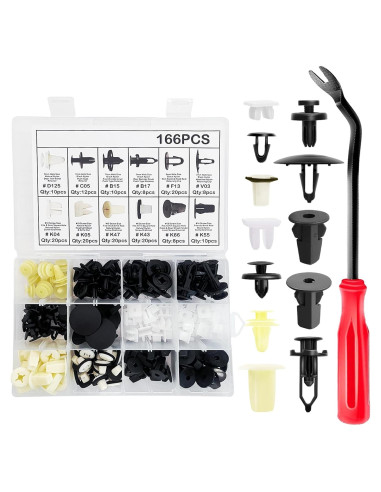 Clips de Retención Automotriz BSAMZO 166 Piezas 12 Tamaños