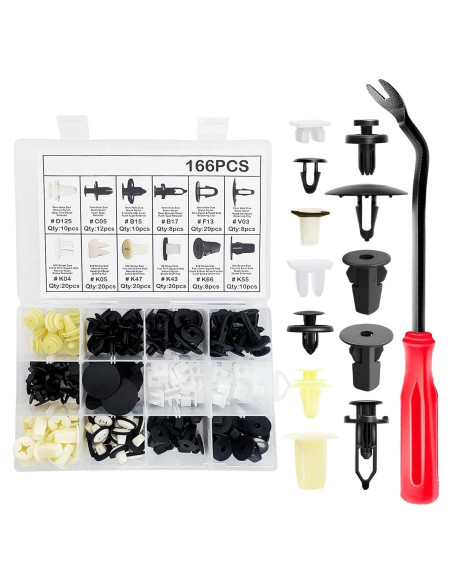 Clips de Retención Automotriz BSAMZO 166 Piezas 12 Tamaños