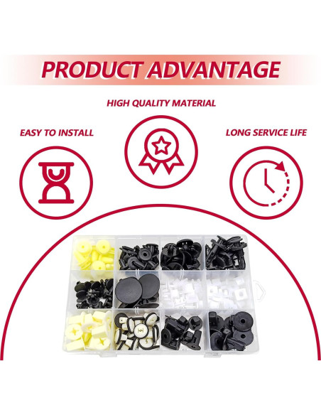 Clips de Retención Automotriz BSAMZO 166 Piezas 12 Tamaños