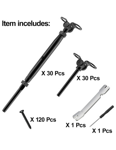 BLIKA Kit Barandilla Cable Negro 30 Pares Acero Inoxidable