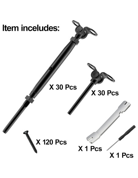 BLIKA Kit Barandilla Cable Negro 30 Pares Acero Inoxidable