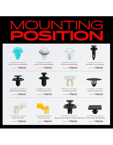 Kit de Clips de Retención A-Premium 320 Piezas para Toyota Corolla 2019-2024