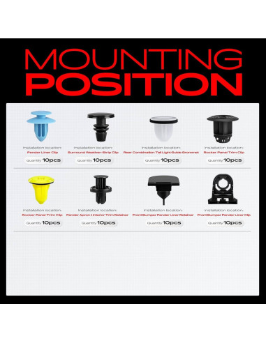 Kit de Clips de Retención A-Premium 320 Piezas para Toyota Corolla 2019-2024