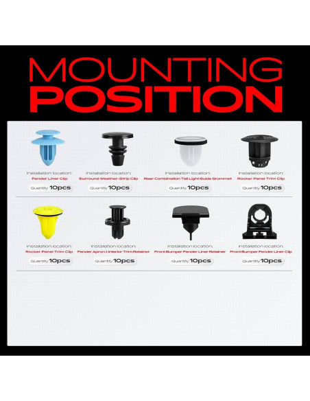 Kit de Clips de Retención A-Premium 320 Piezas para Toyota Corolla 2019-2024