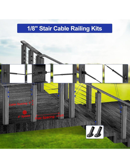 BLIKA Kit Barandilla Cable Negro 30 Pares Acero Inoxidable