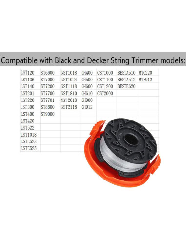 Tapa de Carrete Repuesto Black and Decker RC-100-P 6 Piezas