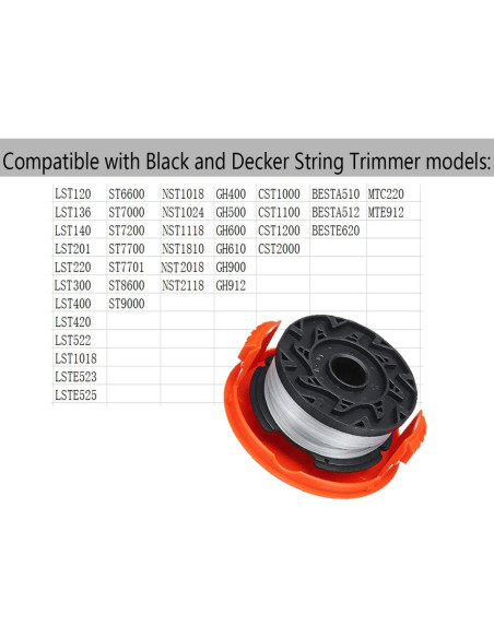 Tapa de Carrete Repuesto Black and Decker RC-100-P 6 Piezas