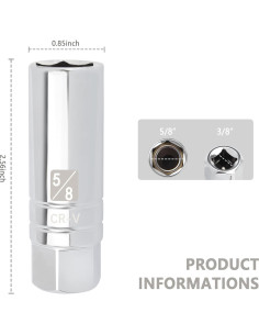 Socket de bujía magnético Salior 5/8" 6 puntos 3/8" Drive 2