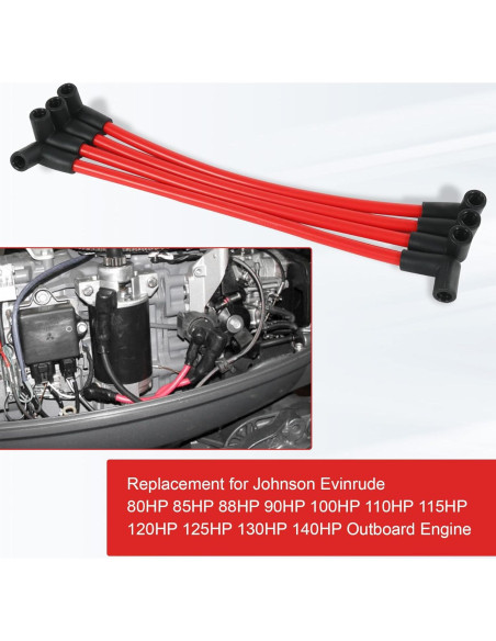 Juego de Cables de Bujía Marina JDMSPEED 10mm para Johnson Evinrude