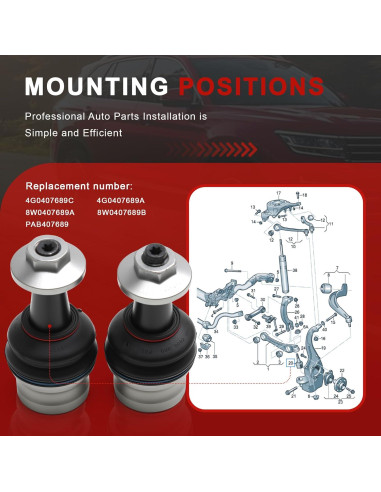 Articulación de Suspensión Inferior Audi/Porsche 4G0407689C 2PCS