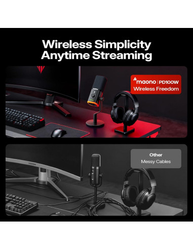 Micrófono Inalámbrico Dinámico MAONO PD100WS USB para PC
