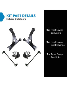 Kit de Suspensión Delantera TRQ 6 Piezas para Scion tC 2005-2010 2