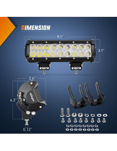 Barra de Luz LED Nilight 23cm 54W 3600LM Impermeable 2