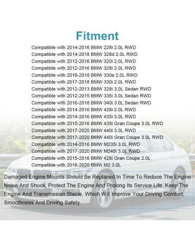 Montaje de Motor y Transmisión JDMON 4 Pcs para BMW 2.0L RWD