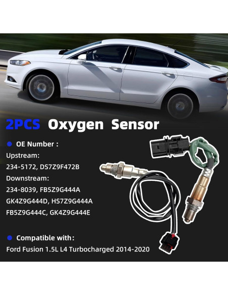 Sensor de Oxígeno 2PCS A-tnewb Compatible Ford Fusion 2014-2020