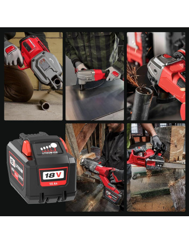 2 Baterías de Litio 15.0Ah Milwaukee 18V Compatible Rojo