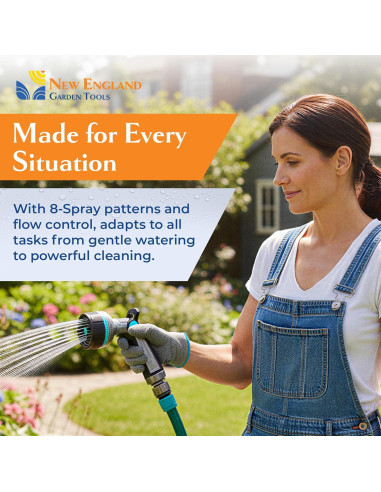 Boquilla de Manguera de Metal New England 500011 8 Patrones