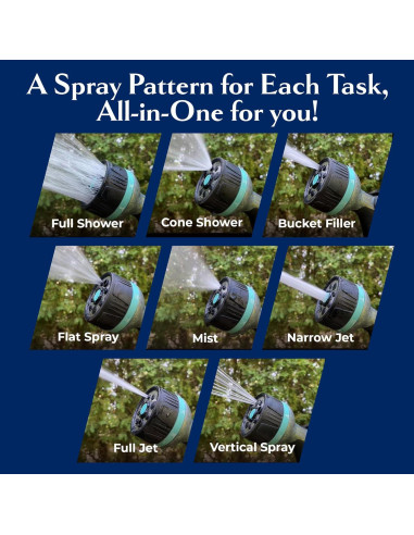 Boquilla de Manguera de Metal New England 500011 8 Patrones