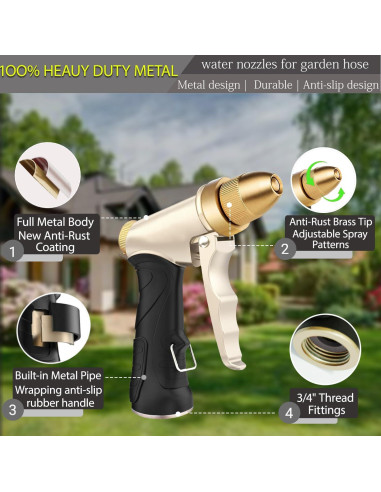 Boquilla de Jardín VNEIRSHAH de Metal Ajustable 11.81cm