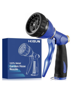 Boquilla de Manguera HOSUN 100% Metal 8 Patrones Riego Azul