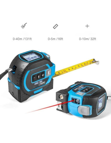 Cinta Métrica Digital 3-en-1 TYGHBN Amarillo 5m LED