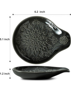 Soporte de Cuchara de Cerámica Howise Negro-A3 para Cocina 2