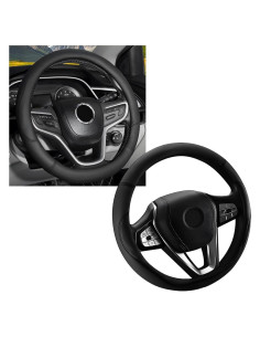 Funda de Volante de Coche KVAEY 15" Cuero Antideslizante Negro