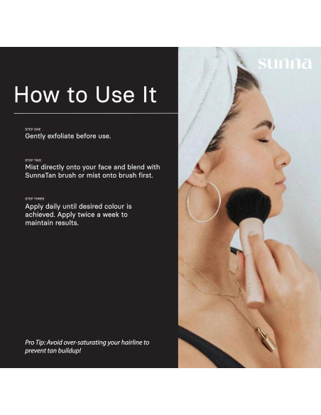 Agua Bronceadora Facial SunnaTan 60ml - Hidratante y Ligera
