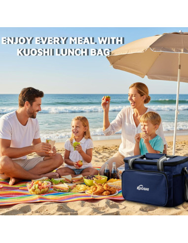 Bolsa de Almuerzo Aislada KUOSHI 14L Negra para Trabajo y Picnic