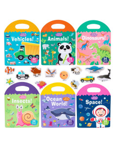 Paquete de 6 Libros de Pegatinas Reutilizables MIKNEKE