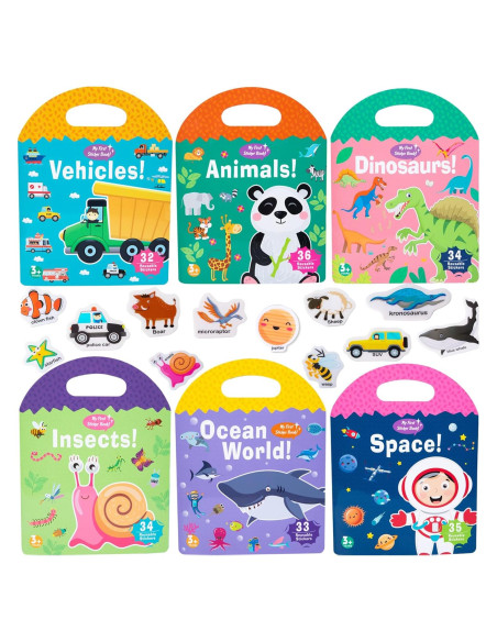 Paquete de 6 Libros de Pegatinas Reutilizables MIKNEKE