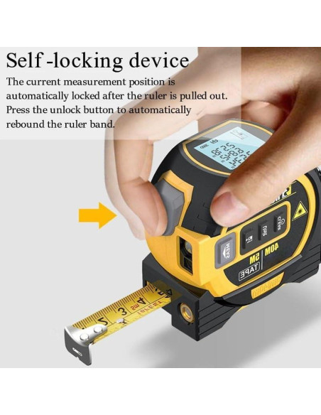 Cinta Métrica Digital 3-en-1 TYGHBN Amarillo 5m LED